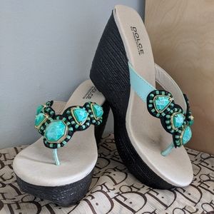 Beaded Wedge Sandles